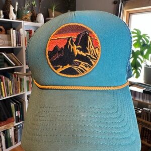 Patagonia Teal Trucker Hat with Mountain Patch of Tetons